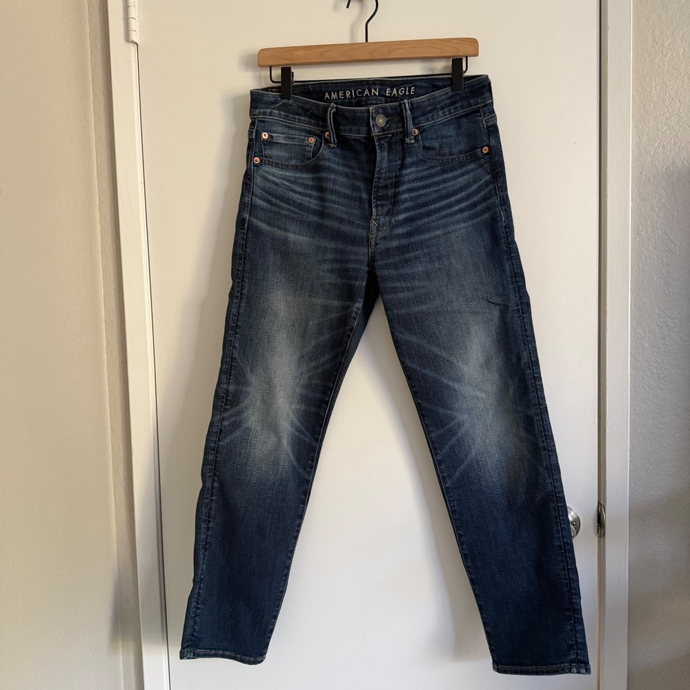 American Eagle Athletic Straight AirFlex Temp Tech Dark Wash Jeans 29x30 Indie
